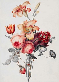 Flower bouquet vintage illustration vector, remix from original artwork.