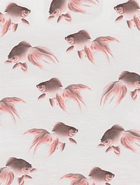 Veiltail goldfish pattern vintage illustration, remix from original artwork.