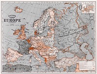 Bacon's standard map of Europe vintage illustration, remix from original artwork.