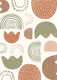 Earth tone natural patterned doodle background vector