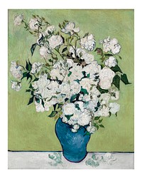 Roses (1890) vintage wall art print poster design remix from original painting by Vincent Van Gogh.