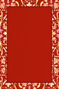 Red floral patterned rectangle frame