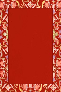 Red floral patterned rectangle frame vector 