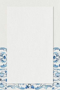 Floral patterned rectangle frame in navy blue 