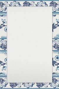 Floral rectangle frame in navy blue 