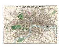 Whitbread's new plan of London vintage illustration wall art print and poster design remix from original artwork.