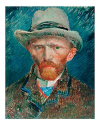 Self-portrait vintage painting wall art print and poster design remix from the original artwork by Vincent Van Gogh. 