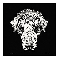 Dog&#39;s head illustration wall art print and poster design remix from original artwork.