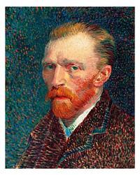 Vincent van Gogh&#39;s self-portrait (1887) wall art print and poster design remix from the original artwork.