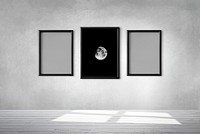 Moon in a frame mockup against a gray wall<br />