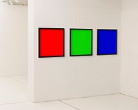 Colorful frame mockup in an art gallery