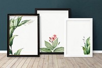 Floral frame mockup against a wall