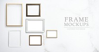 Various frame mockups against a wall
