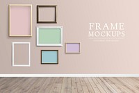 Various frame mockups against a pink wall