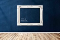 Luxurious baroque frame mockup on a wall