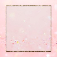 Golden frame on pink glittery background vector