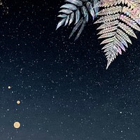 Holographic fern frame on a starry background design resource