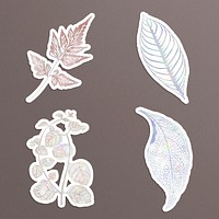 Holographic leaves sticker set design resources