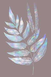 Holographic botanical fern leaves design element