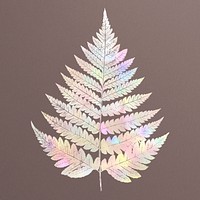 Holographic spring fern on a brown background 