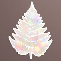 Holographic spring fern sticker on a brown background