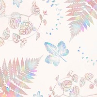 Holographic fern leaves patterned background