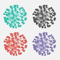 Colorful coronavirus cell set illustration