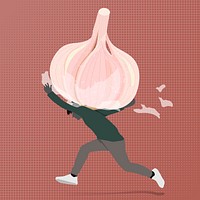 Man carrying a garlic on his back character element