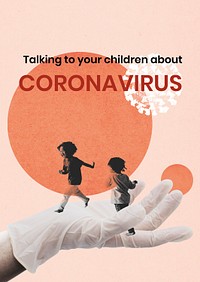 Kids running safely during coronavirus pandemic background