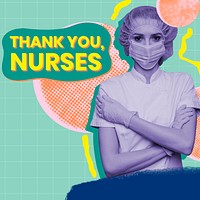 Thank you nurses awareness message template vector