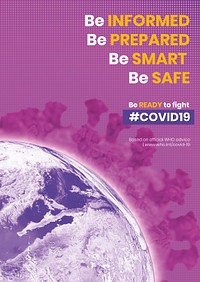 Coronavirus contaminated world and WHO advice on the COVID-19 crisis psd mockup poster