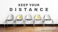Advice on keeping your distance by WHO psd mockup banner