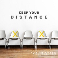 Advice on keeping your distance by WHO vector social ad