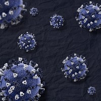 Novel coronavirus under the microscope on a blue background social ad