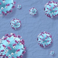 Novel coronavirus under the microscope on a blue background psd mockup