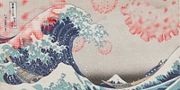 The Great Wave off Kanagawa against coronavirus social banner