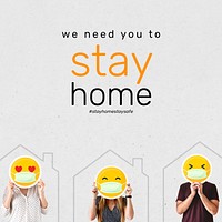 We need you to stay home during coronavirus social banner template vector