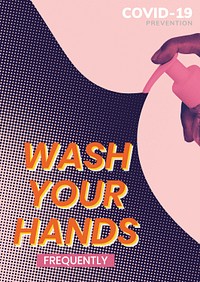 Wash your hands frequently during coronavirus pandemic social template mockup