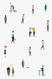 Physical distancing in public area social template vector