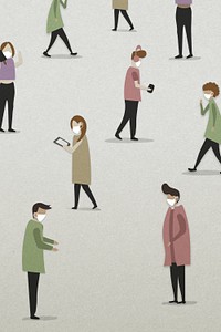 Physical distancing in public background illustration