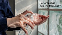 Perform hand hygiene frequently social template mockup