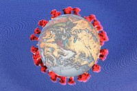 Coronavirus cell with planet earth pattern social template illustration