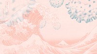 Hokusai&#39;s The Great Wave off Kanagawa with coronavirus outbreak background