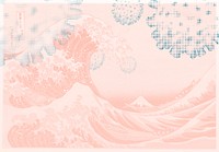 Hokusai&#39;s The Great Wave off Kanagawa with coronavirus outbreak background
