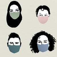 People with face masks during coronavirus outbreak element