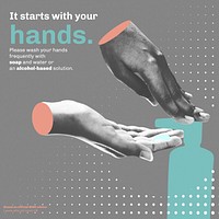 It starts with your hands covid-19 template vector