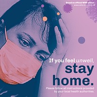 Stay home social template during coronavirus pandemic vector