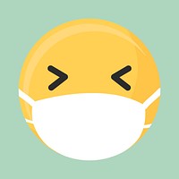Happy emoji wearing a face mask during coronavirus pandemic illustration
