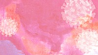 Coronavirus under a microscope on a pink background illustration