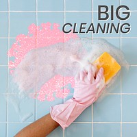 Big cleaning during coronavirus pandemic social template vector